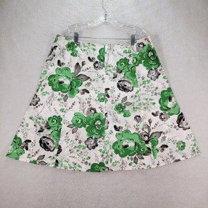 Y2K First Option Green Floral Neutral Retro Flowy Knee Length A Line Skirt